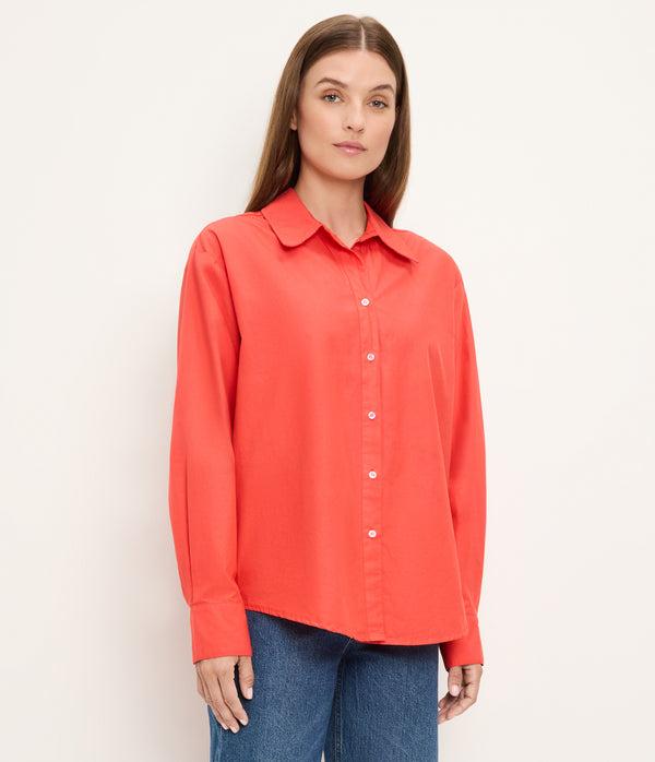 Carson Button Down Shirt in SAMBA RED Side View #SAMBA