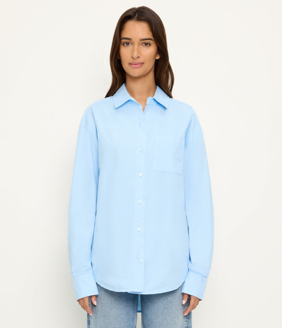 Carson Button Down Shirt in SKY Blue Full Body View #SKY