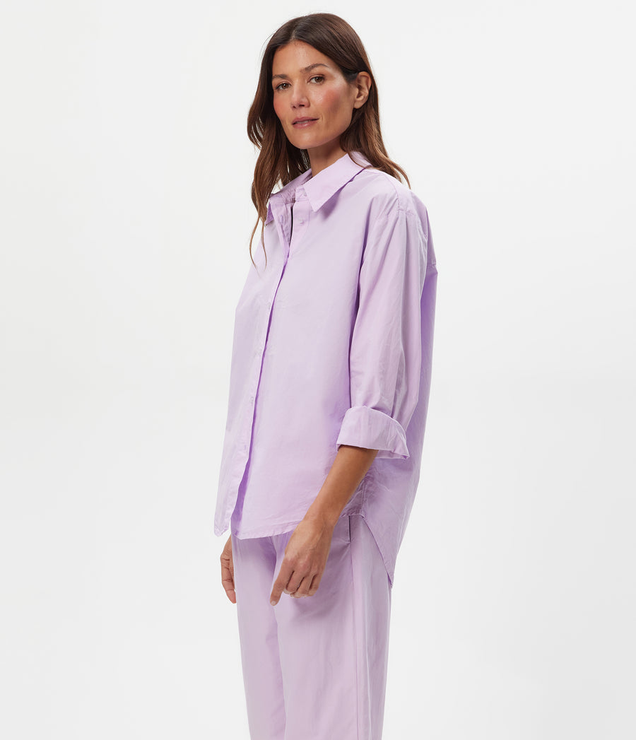 Carson Button Down Shirt in WHIMSY PURPLE Side View #WHIMSY
