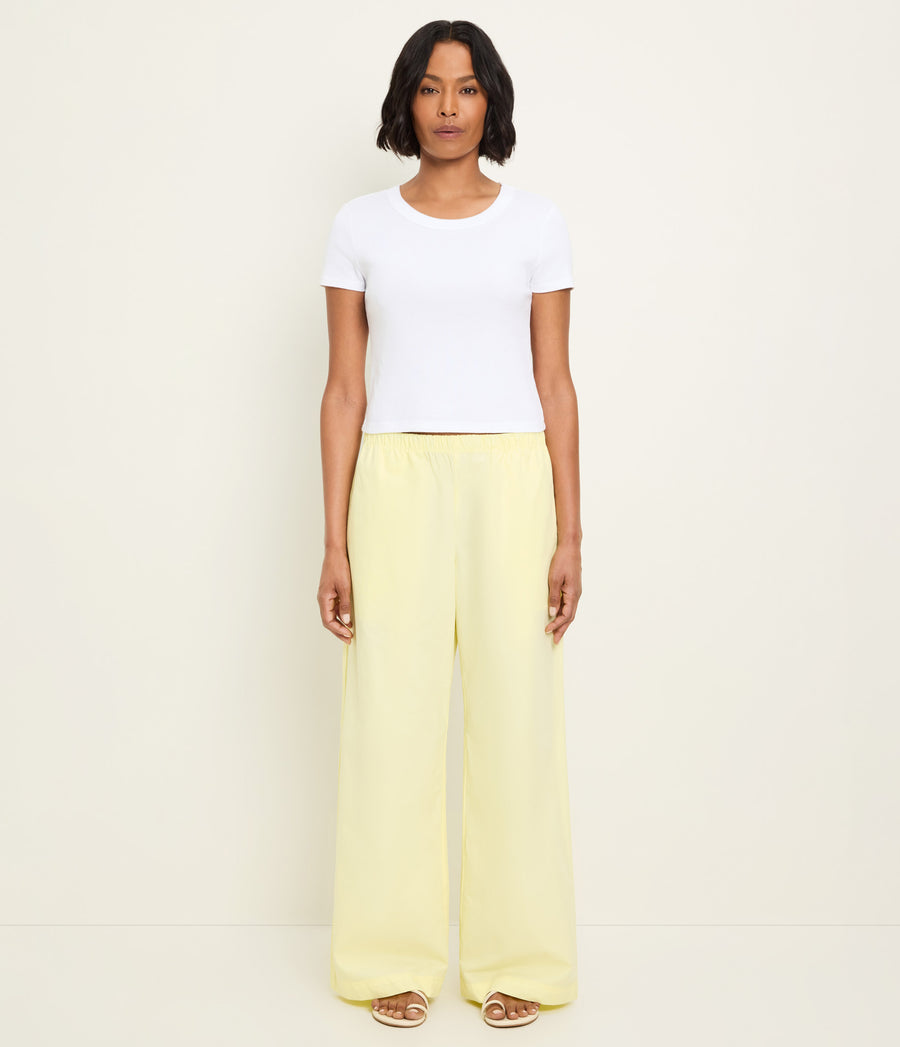 Taylor Wide Leg Pant in BUTTERCUP Yellow Full Body View #BUTTERCUP