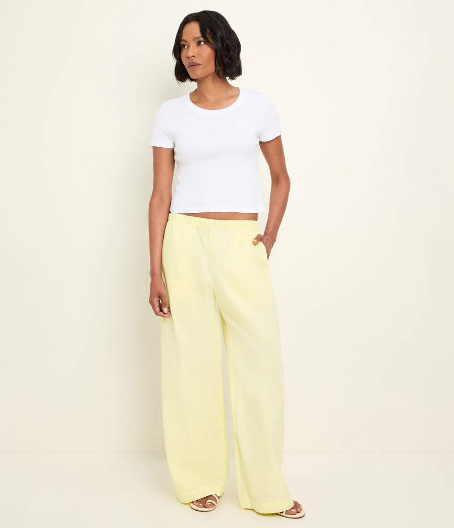 Taylor Wide Leg Pant in BUTTERCUP Yellow Full Body View #BUTTERCUP