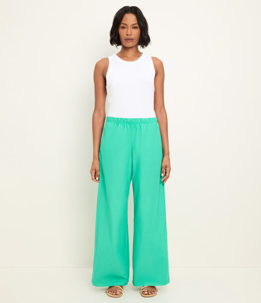 Taylor Wide Leg Pant in MALDIVES Green Full Body View #MALDIVES