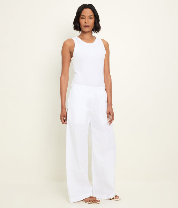 Taylor Wide Leg Pant in White Full Body View #WHITE