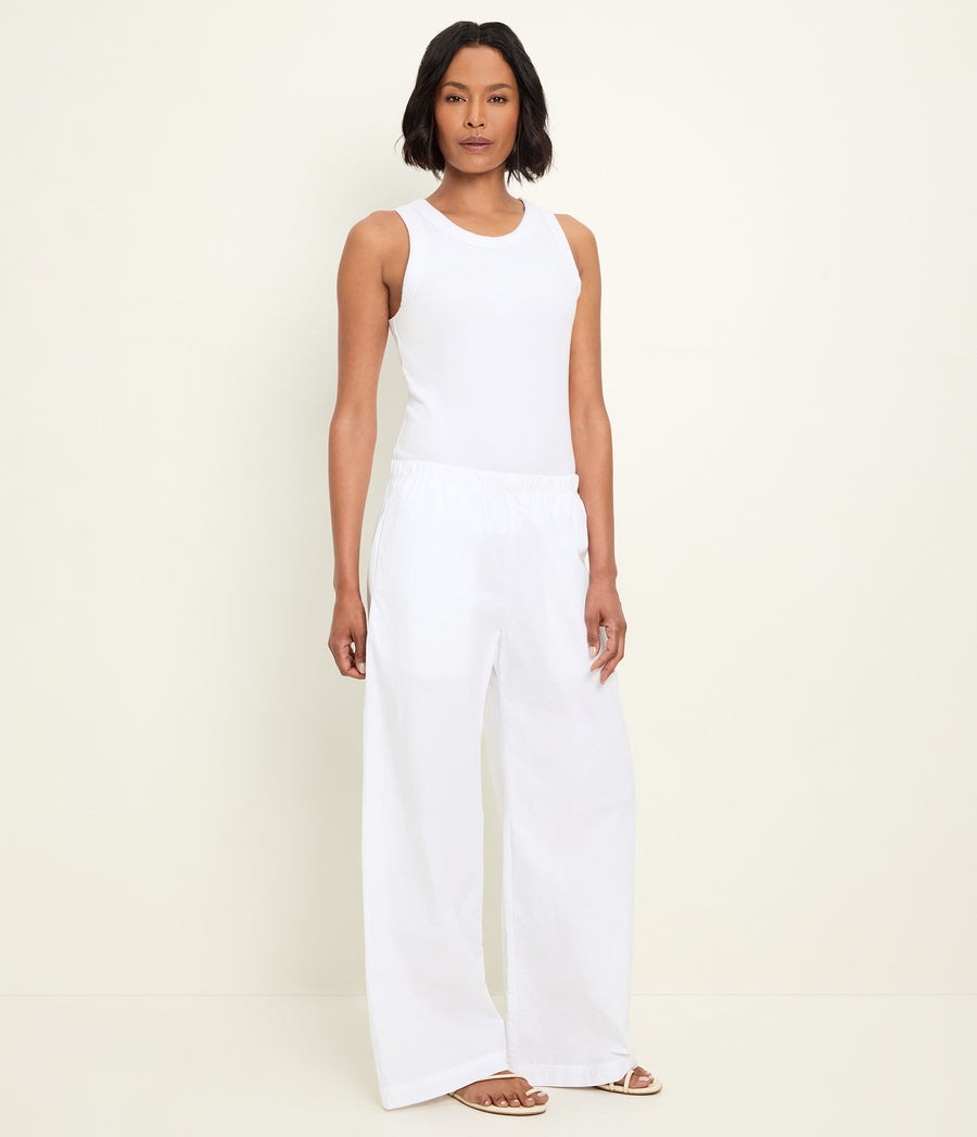 Taylor Wide Leg Pant in White Full Body View #WHITE