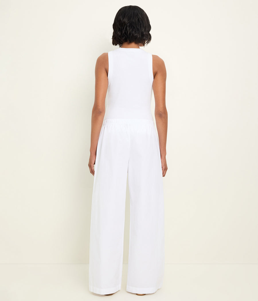 Taylor Wide Leg Pant in White Back View  #WHITE