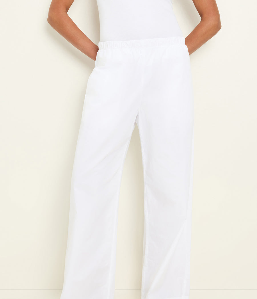 Taylor Wide Leg Pant in White Close up View #WHITE