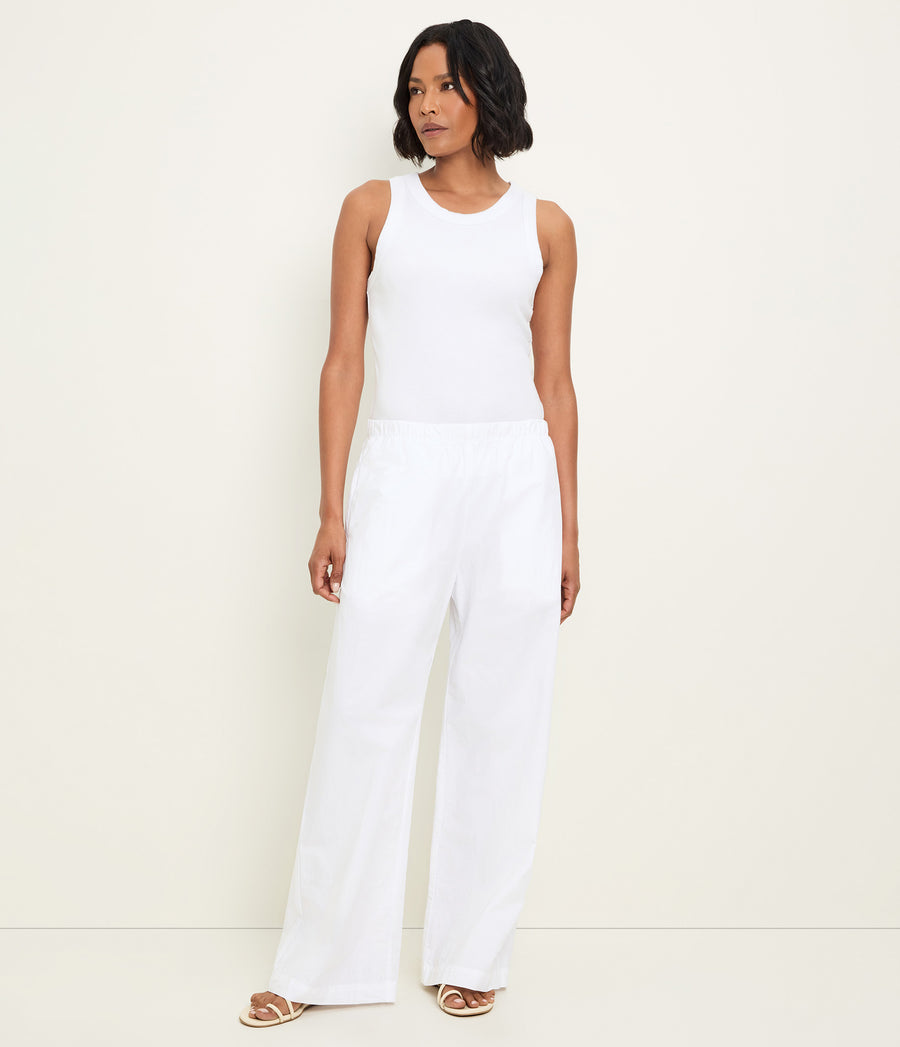 Taylor Wide Leg Pant in White Side View #WHITE