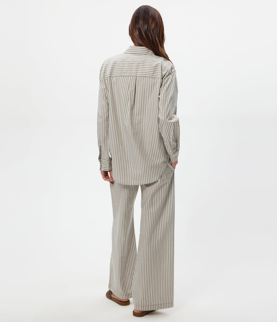 Taylor Striped Wide Leg Pant in Olive Green Back View #OLIVE