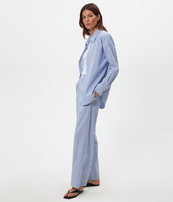 Taylor Striped Wide Leg Pant in SKY Blue Side View #SKY