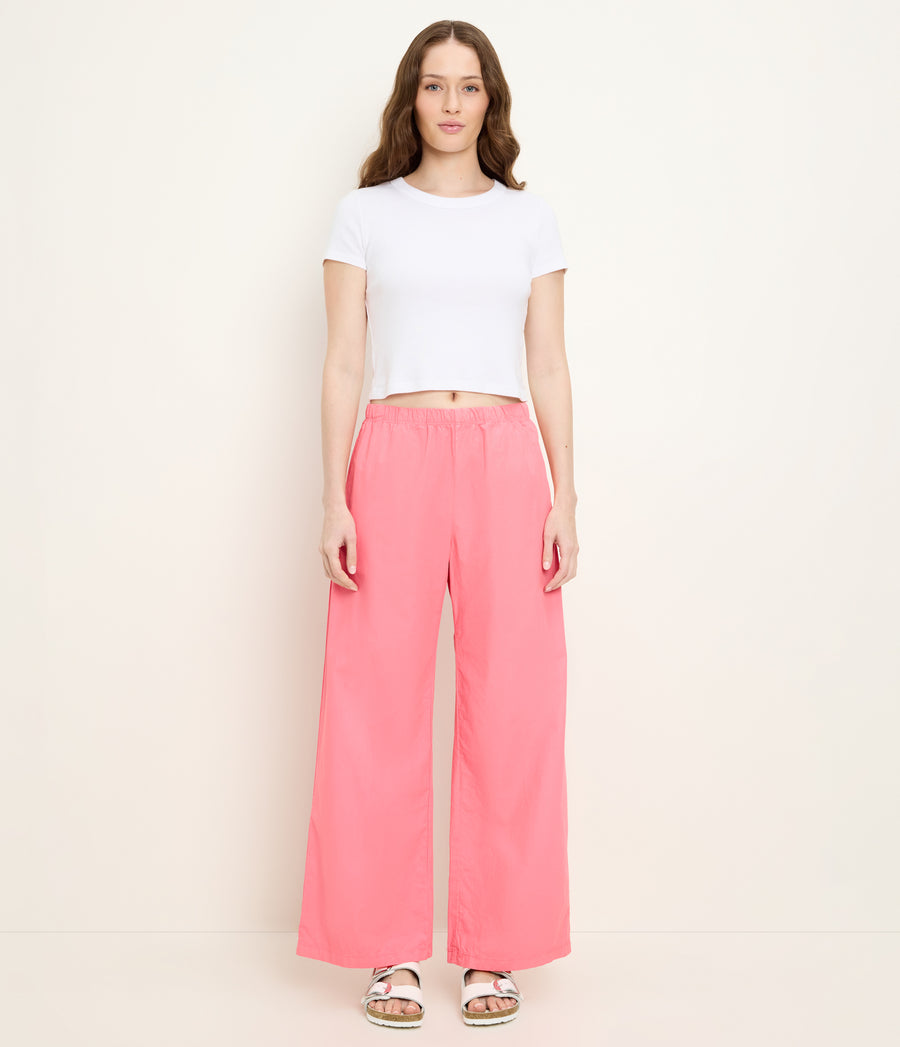 Taylor Wide Leg Pant in DRAGONFRUIT Pink Full Body View #DRAGONFRUIT