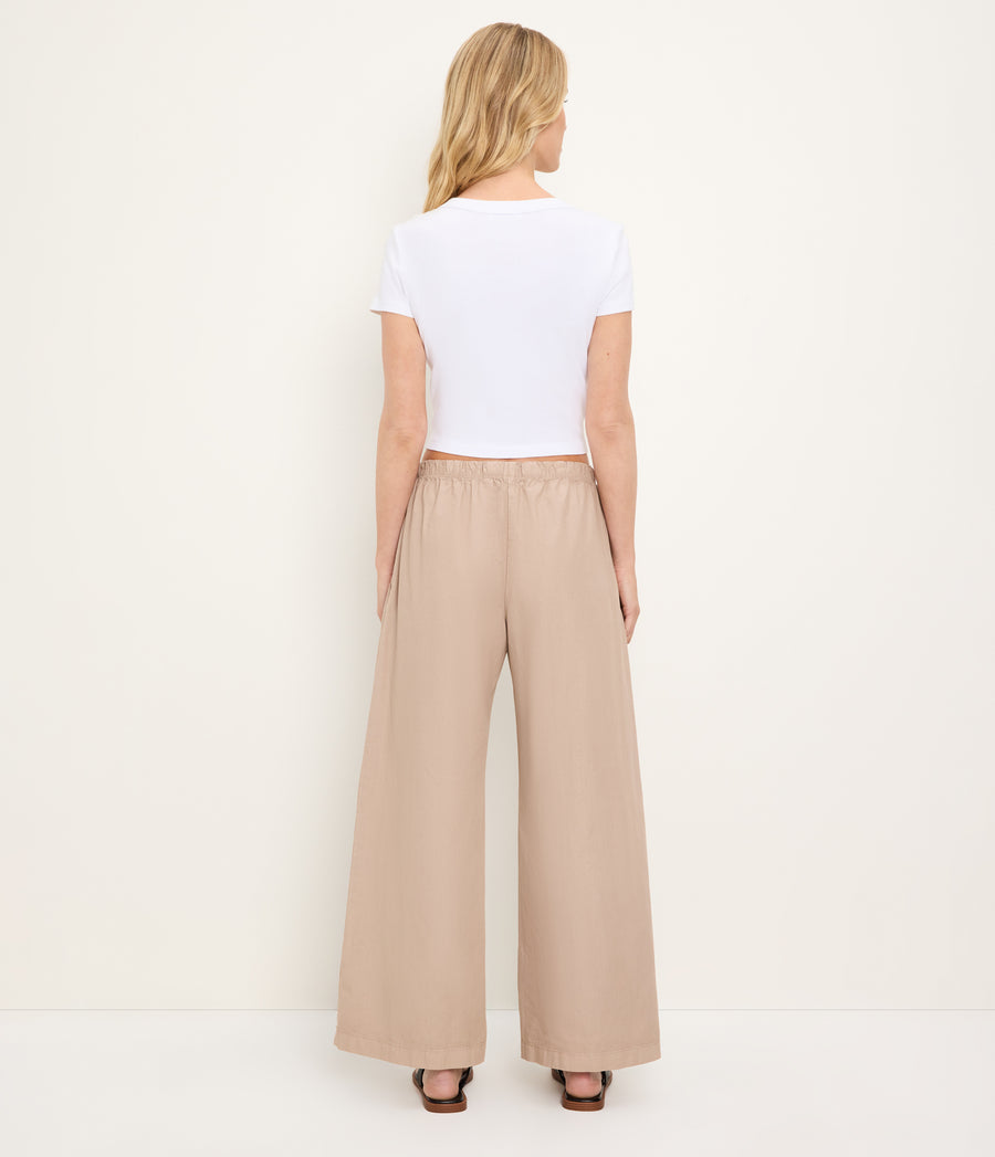 Taylor Wide Leg Pant in  MACADAMIA Beige Back View #MACADAMIA