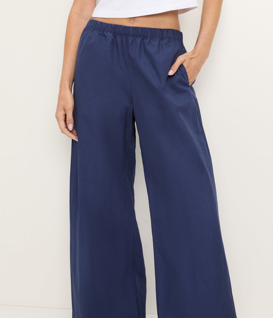 Taylor Wide Leg Pant in Nocturnal Blue Full Body View #NOCTURNAL