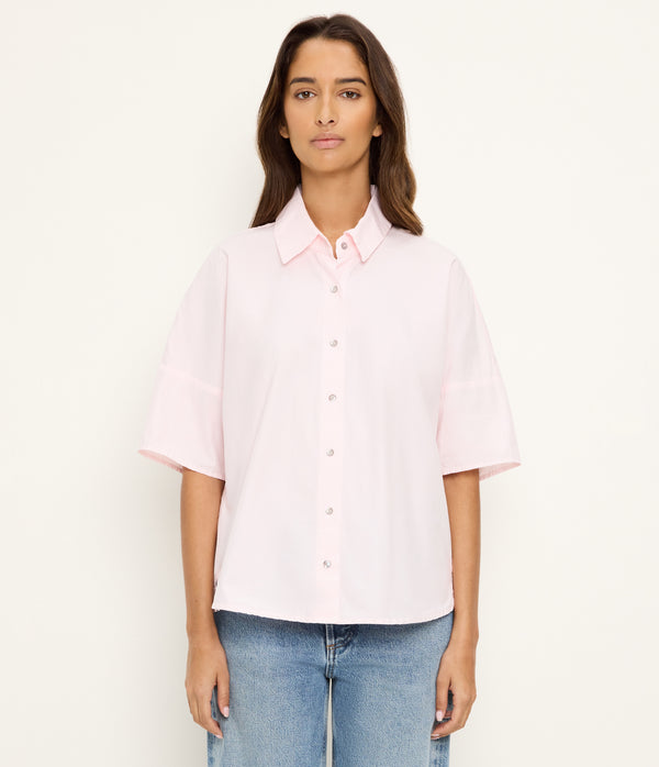Otis Button Down Shirt in BLUSH Pink Full Body View #BLUSH