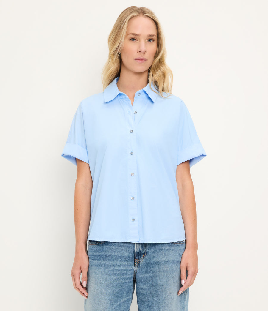 Otis Button Down Shirt in SKY Blue Full Body View #SKY