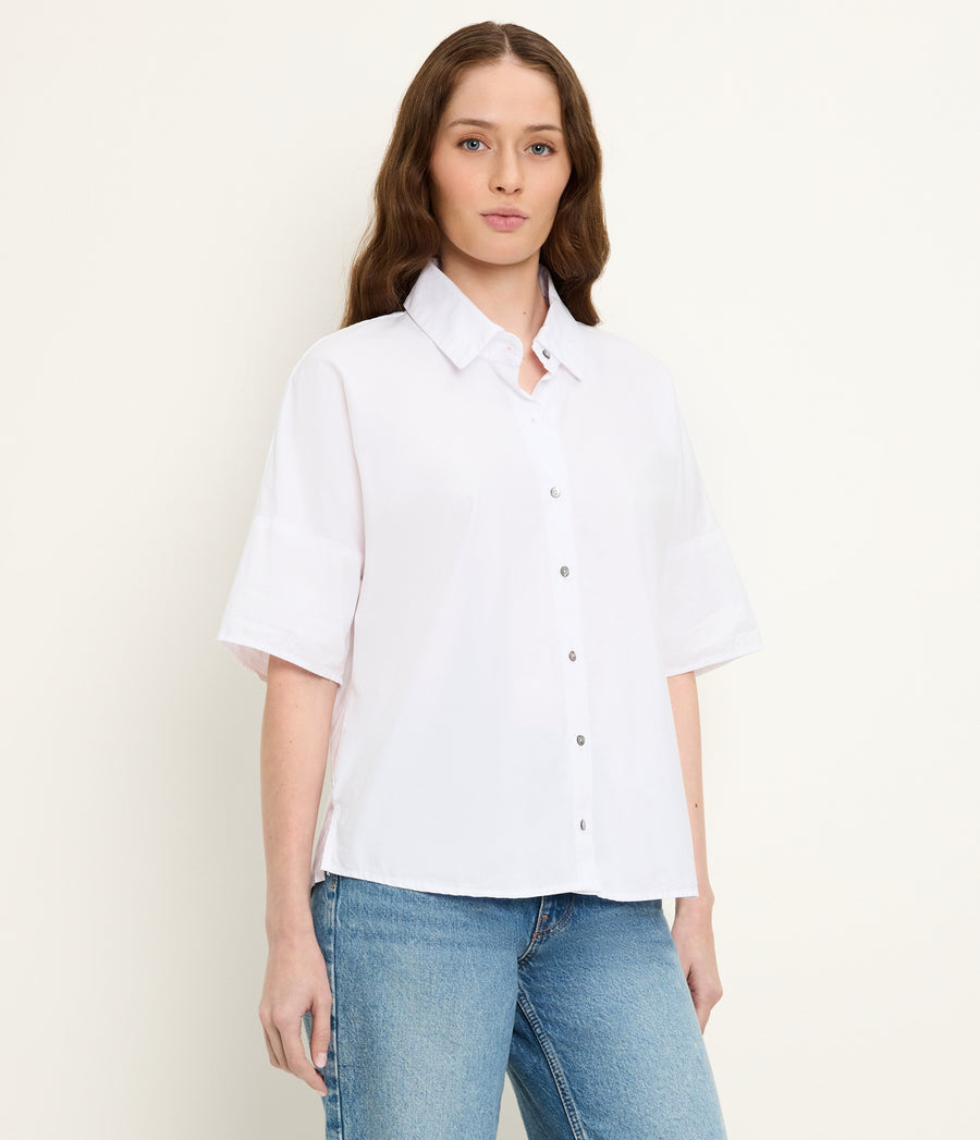 Otis Button Down Shirt in White Side View #WHITE