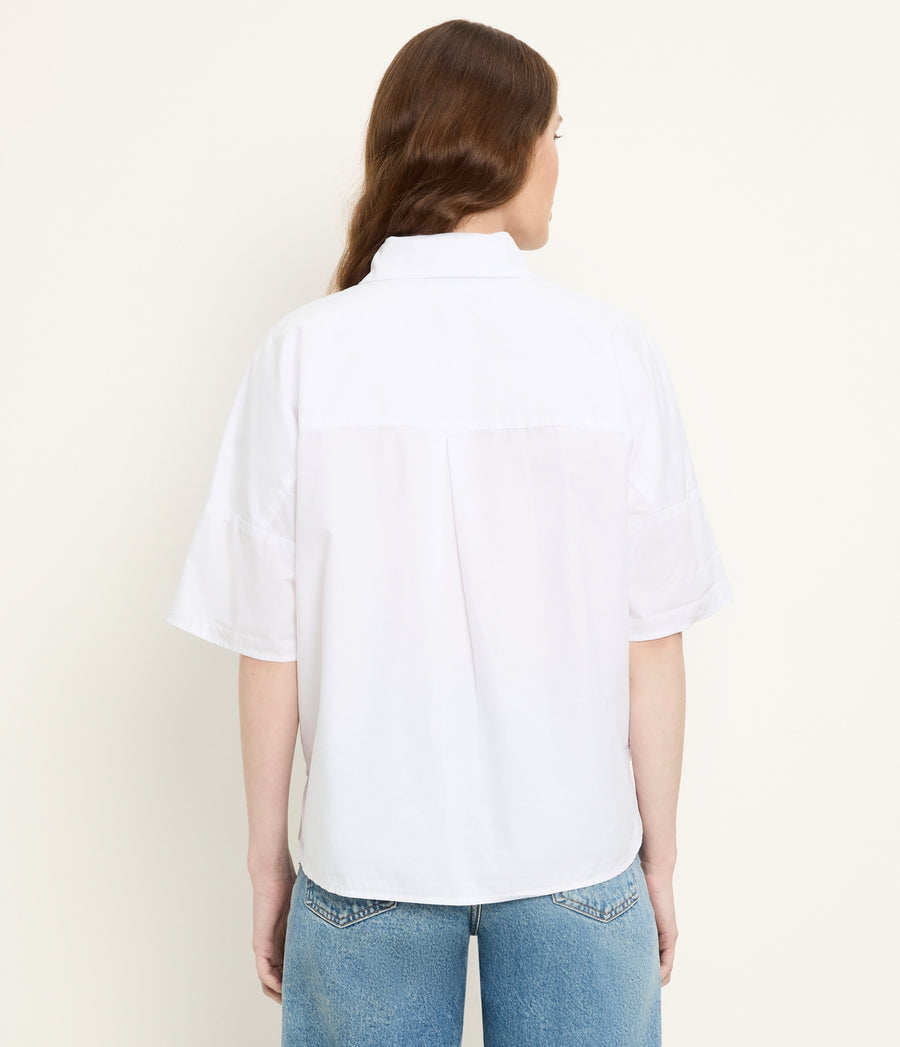 Otis Button Down Shirt in White Back View  #WHITE