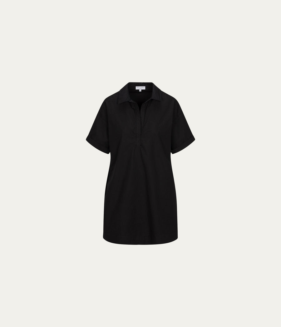 Emmeline Shirtdress  in Black Close up View #BLACK