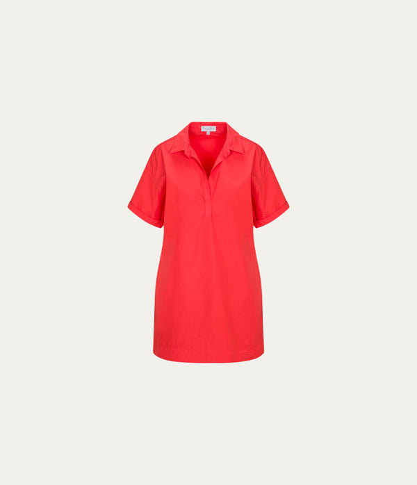 Emmeline Shirtdress in SAMBA RED Close up View #SAMBA