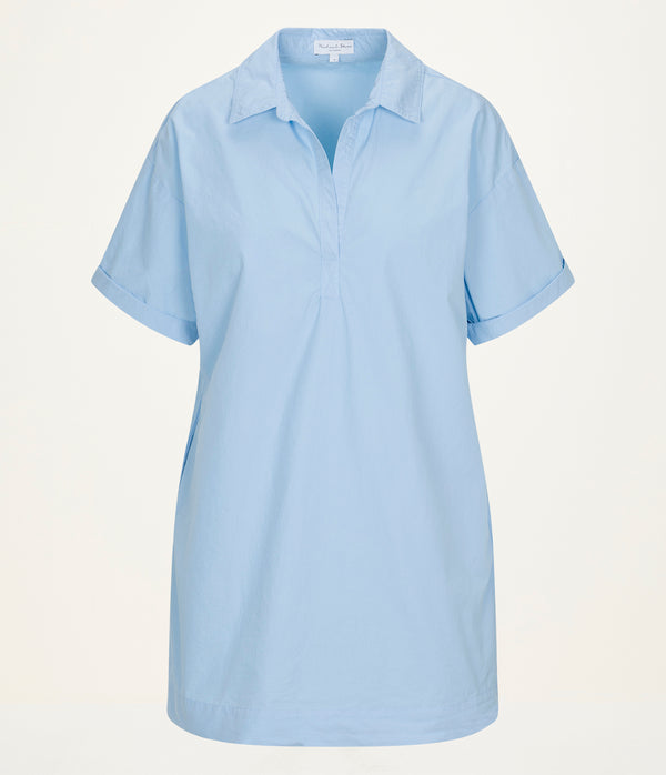 Emmeline Shirtdress  in SKY Blue Close up View #SKY