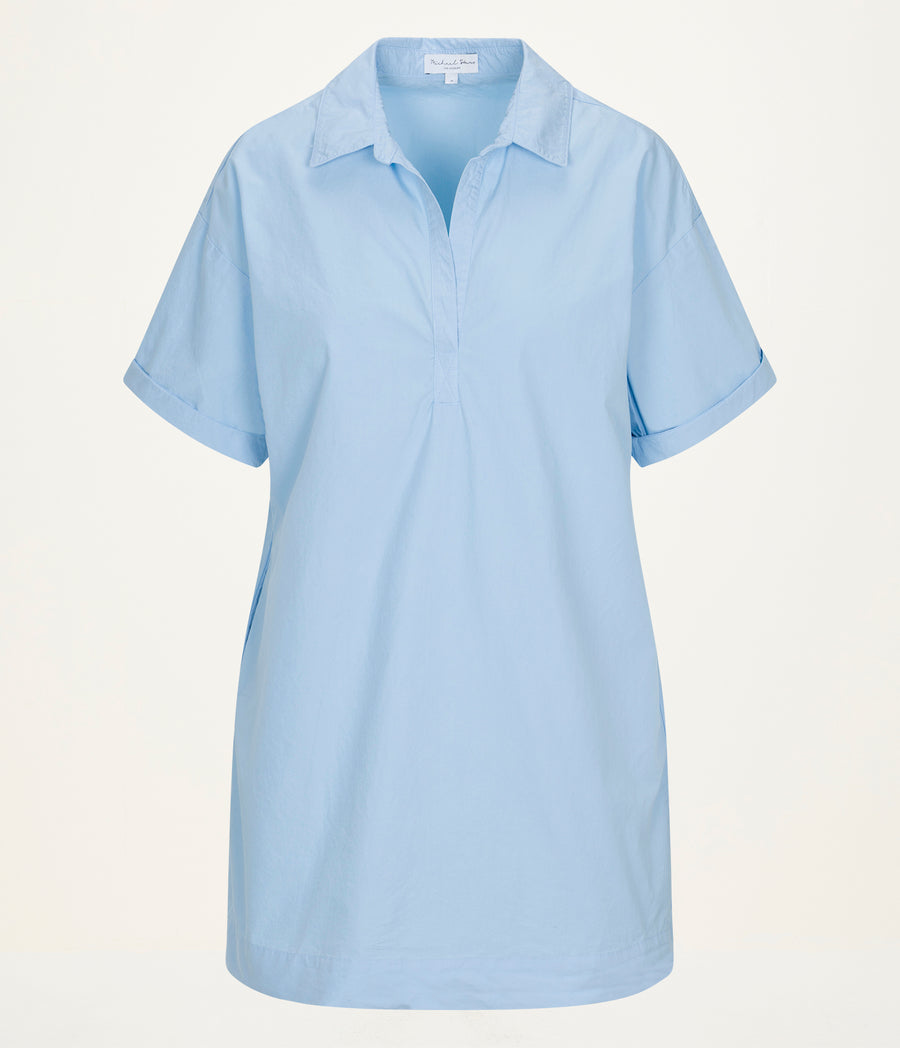Emmeline Shirtdress  in SKY Blue Close up View #SKY