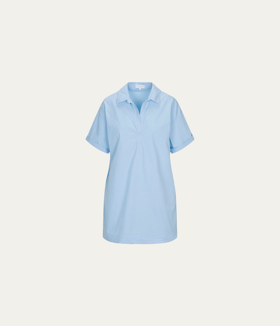 Emmeline Shirtdress  in SKY Blue Close up View #SKY