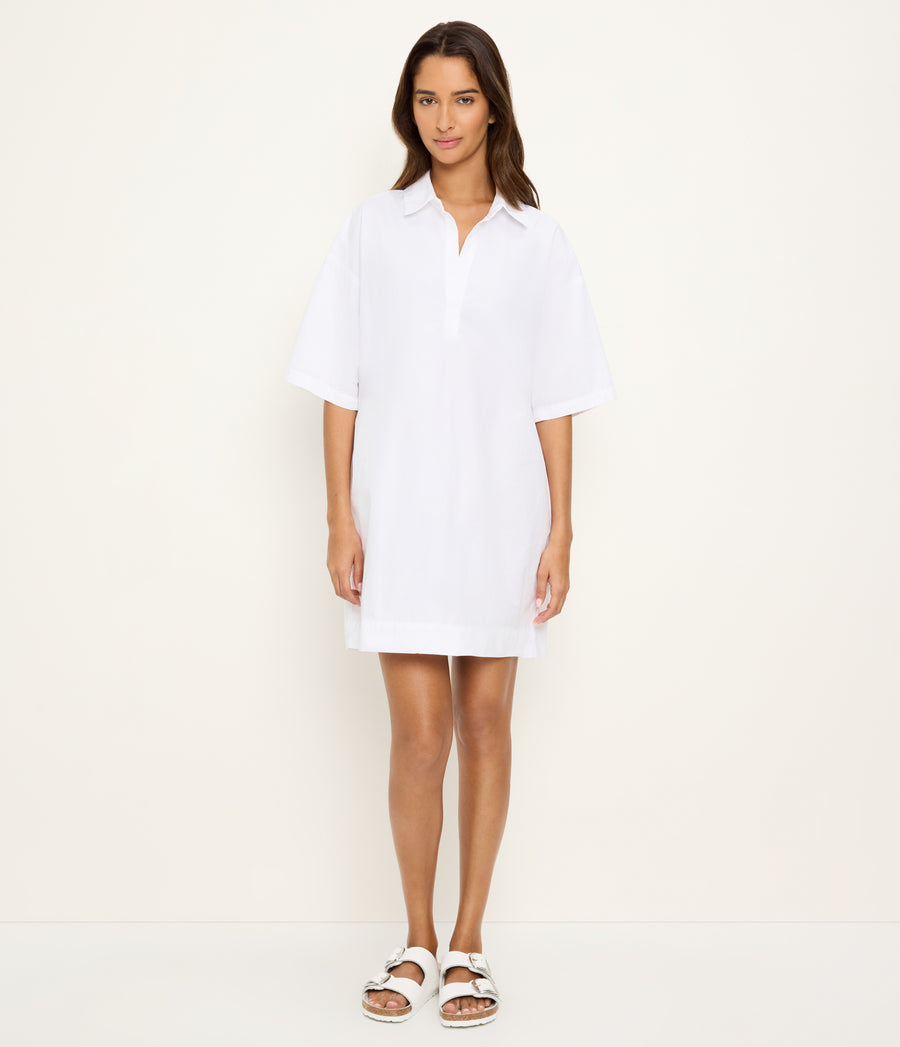 Emmeline Shirtdress in White Full Body View #WHITE
