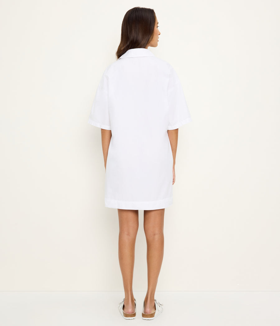 Emmeline Shirtdress in White Back View  #WHITE