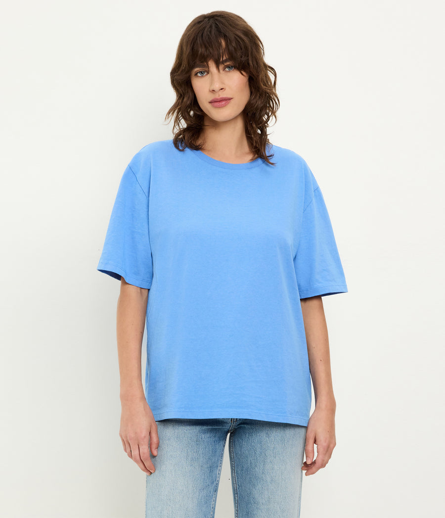 Kennedy Boyfriend Tee in BABY BLUE Blue Close up View #BLUE RIBBON