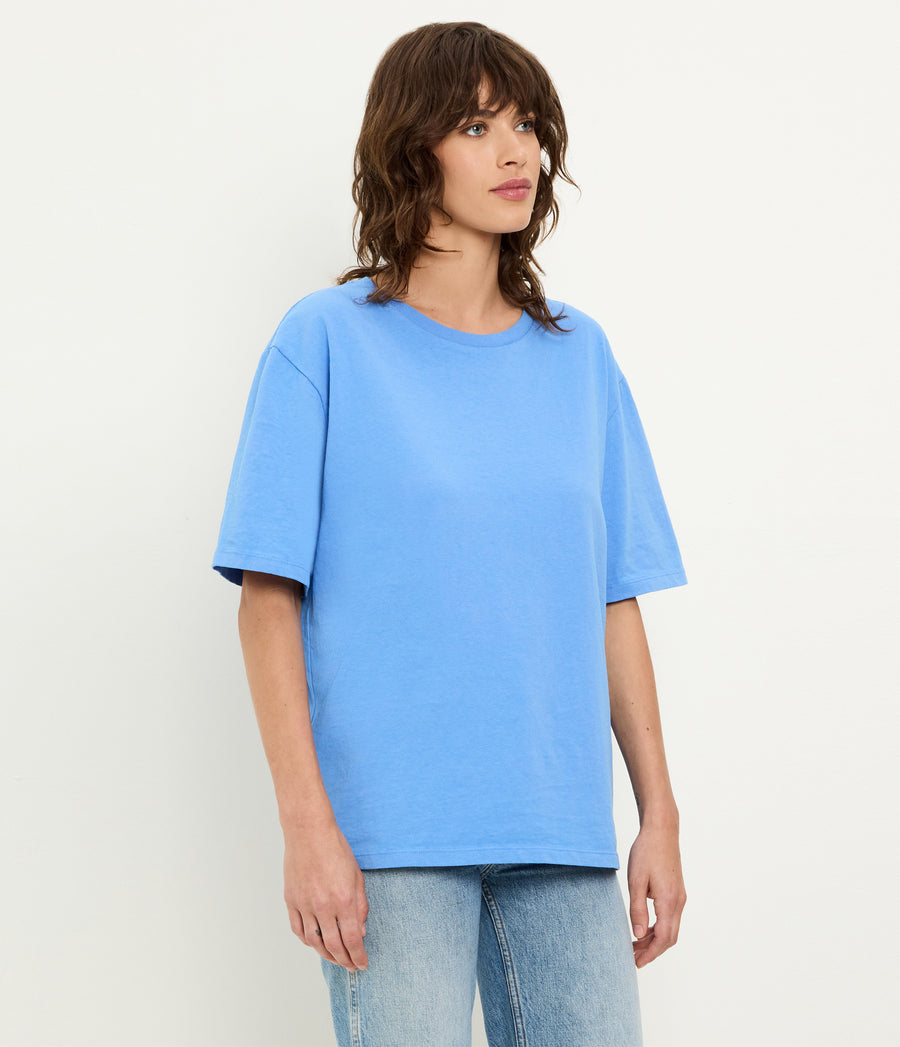 Kennedy Boyfriend Tee in BABY BLUE Blue Side View# BLUE RIBBON