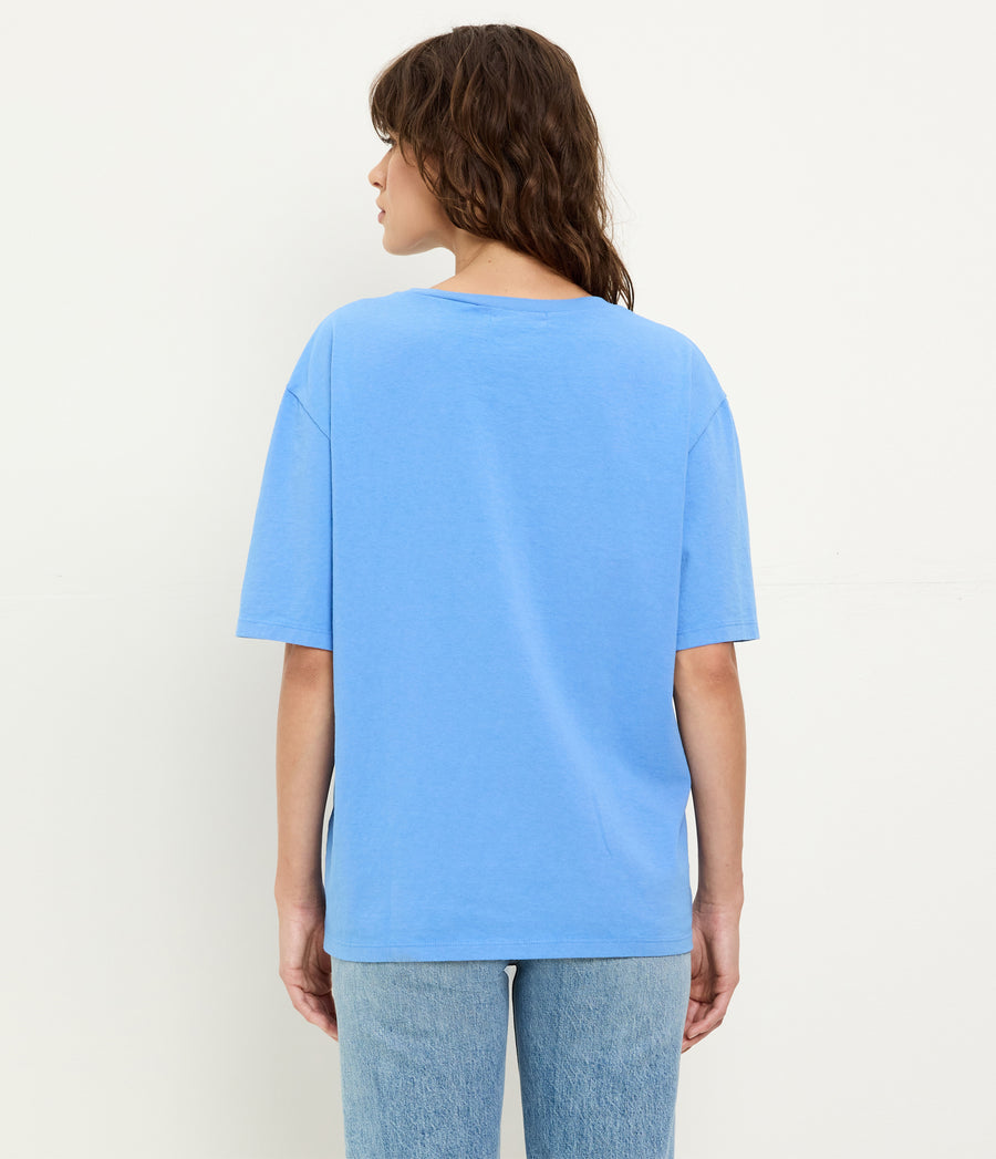 Kennedy Boyfriend Tee in BABY BLUE Blue Back View #BLUE RIBBON