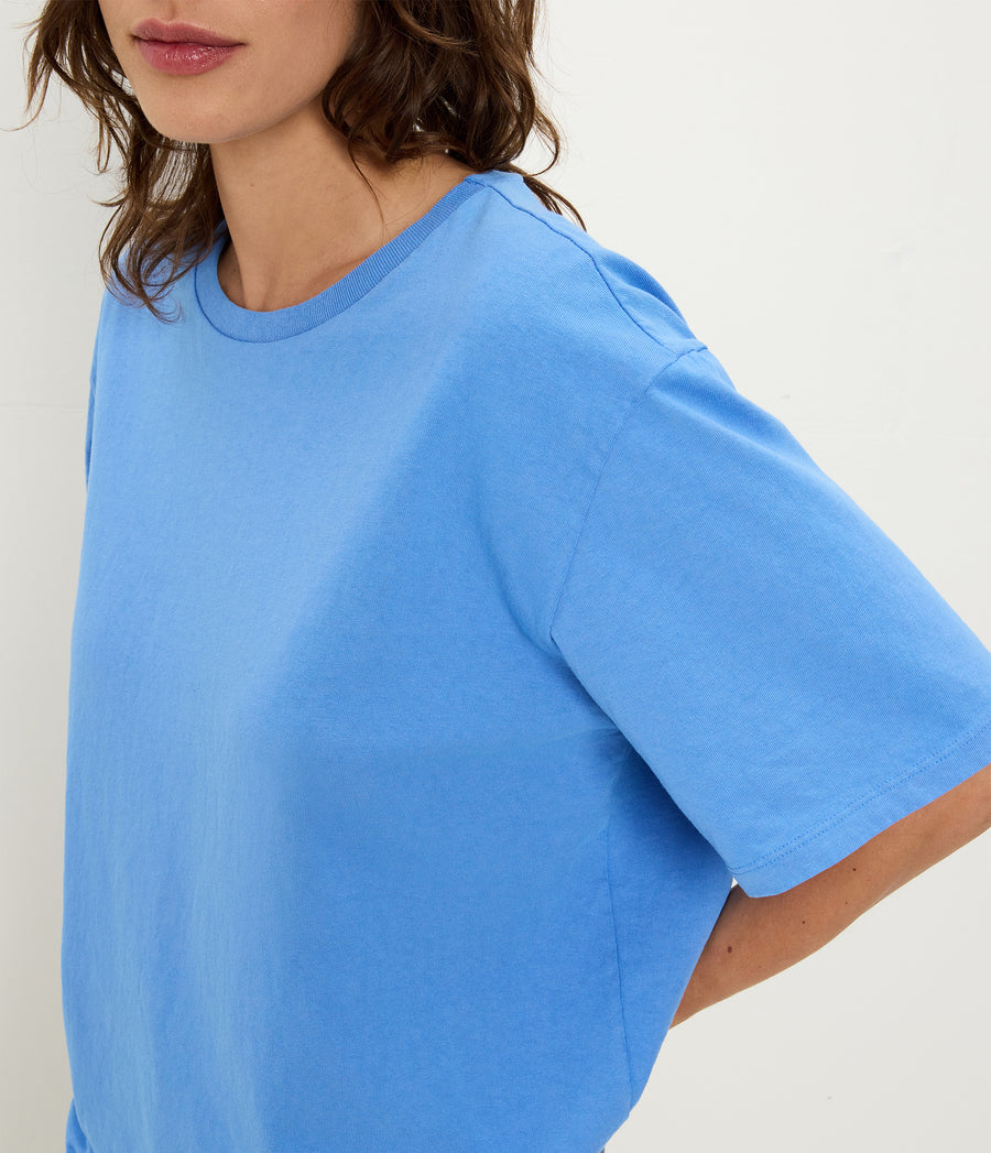 Kennedy Boyfriend Tee in BABY BLUE Blue Close up View #BLUE RIBBON