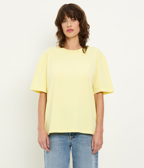 Kennedy Boyfriend Tee in BUTTERCUP Yellow Close Up View #BUTTERCUP
