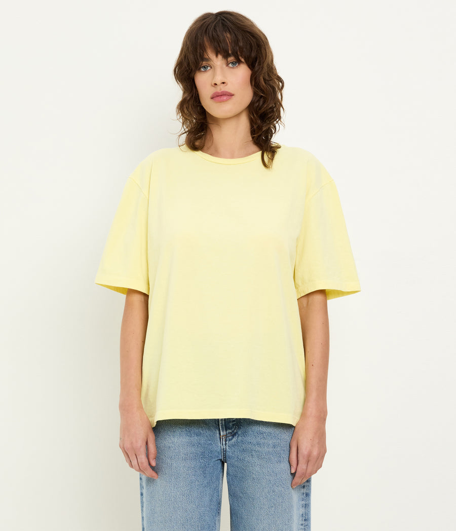 Kennedy Boyfriend Tee in BUTTERCUP Yellow Close Up View #BUTTERCUP