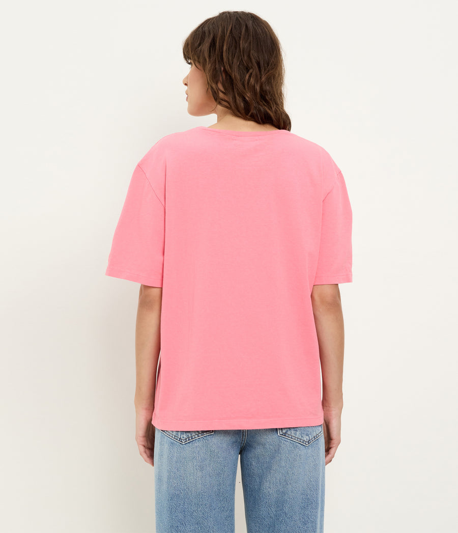 Kennedy Boyfriend Tee in DRAGONFRUIT Pink Back View #DRAGONFRUIT