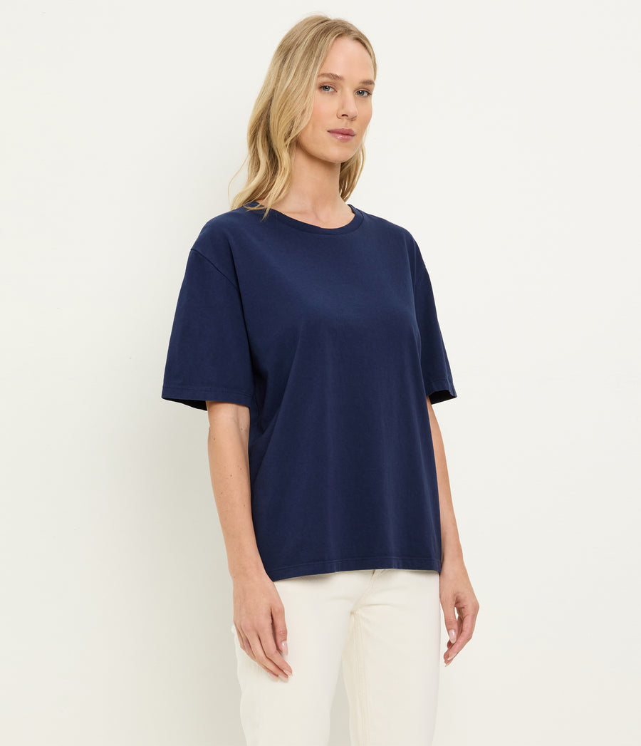 Kennedy Boyfriend Tee in Nocturnal Blue Side View #NOCTURNAL