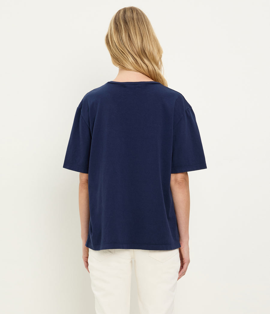 Kennedy Boyfriend Tee in Nocturnal Blue Back View  #NOCTURNAL