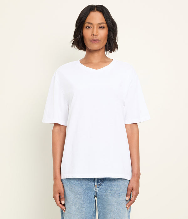 Kennedy Boyfriend Tee in White Full Body View #WHITE