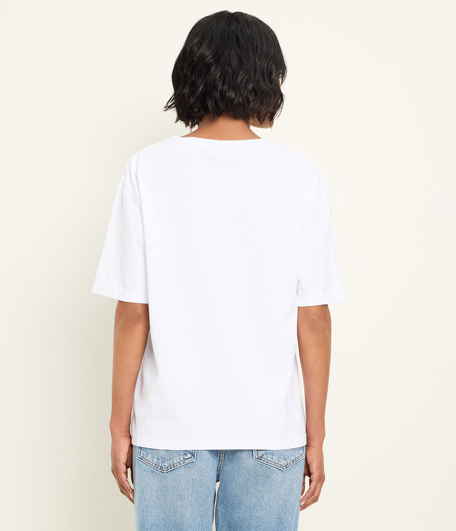 Kennedy Boyfriend Tee in White Back View  #WHITE