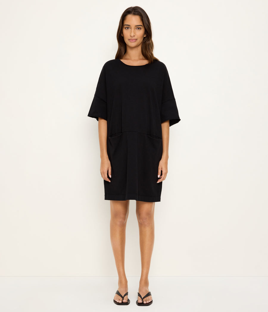 Tamsin Oversized Tee Dress in Black Full Body View #BLACK