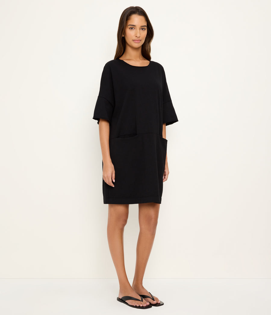 Tamsin Oversized Tee Dress in Black Side View #BLACK