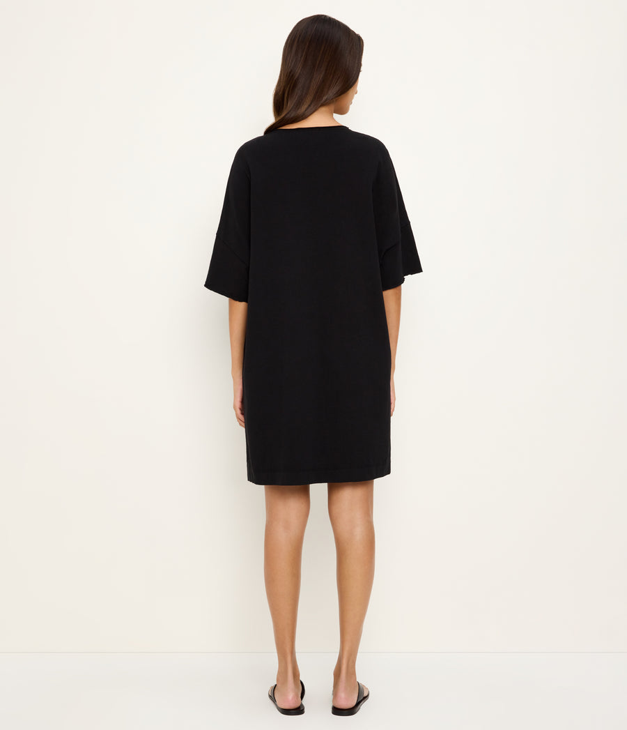 Tamsin Oversized Tee Dress in Black Back View  #BLACK