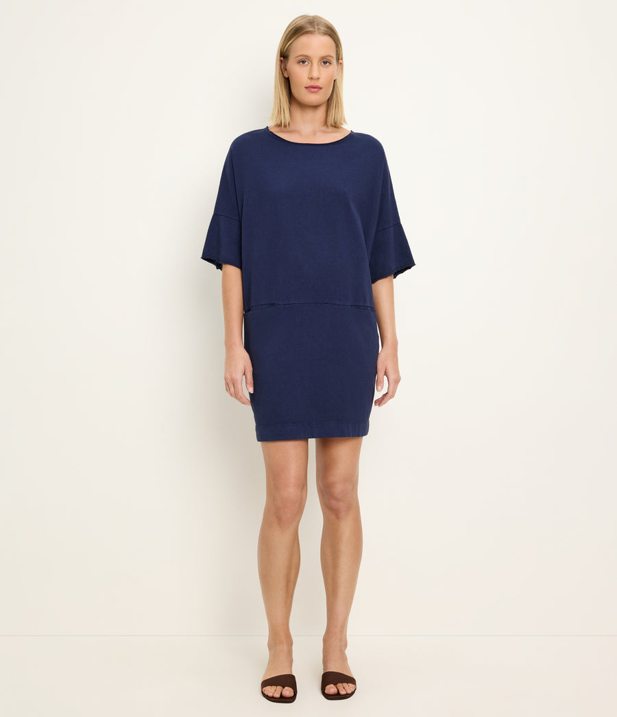 Tamsin Oversized Tee Dress in Nocturnal Blue Full Body View #NOCTURNAL