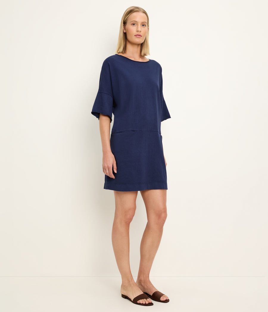 Tamsin Oversized Tee Dress in Nocturnal Blue Side View #NOCTURNAL
