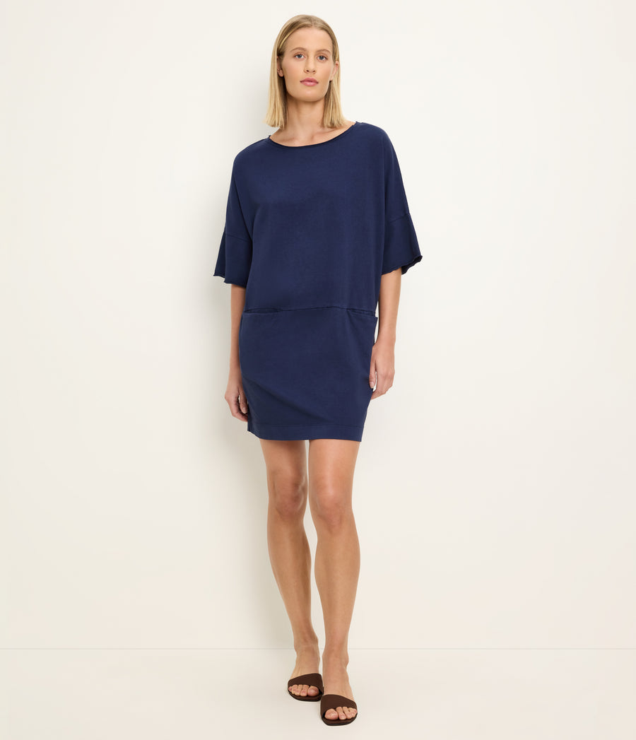 Tamsin Oversized Tee Dress in Nocturnal Blue Full Body View #NOCTURNAL