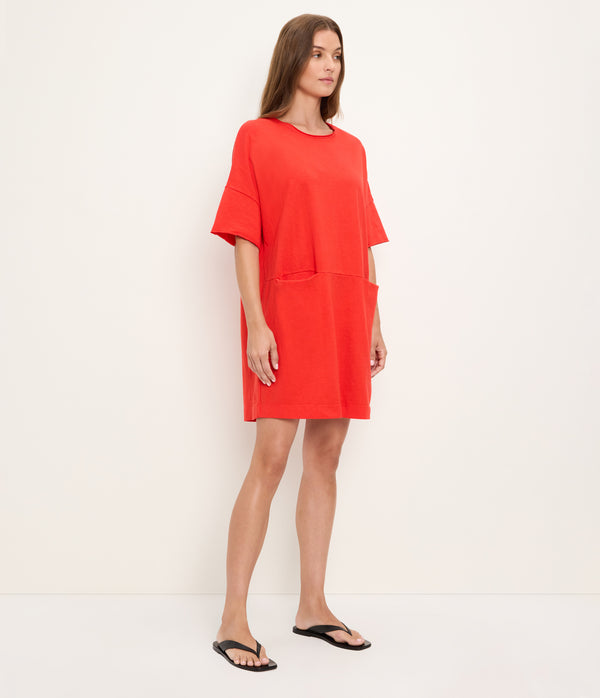 Tamsin Oversized Tee Dress in SAMBA RED Side View #SAMBA