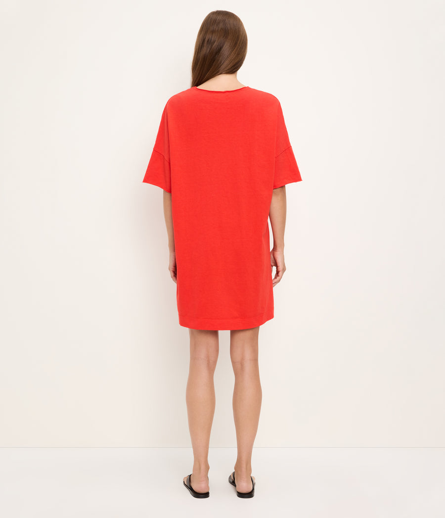 Tamsin Oversized Tee Dress in SAMBA RED Back View #SAMBA
