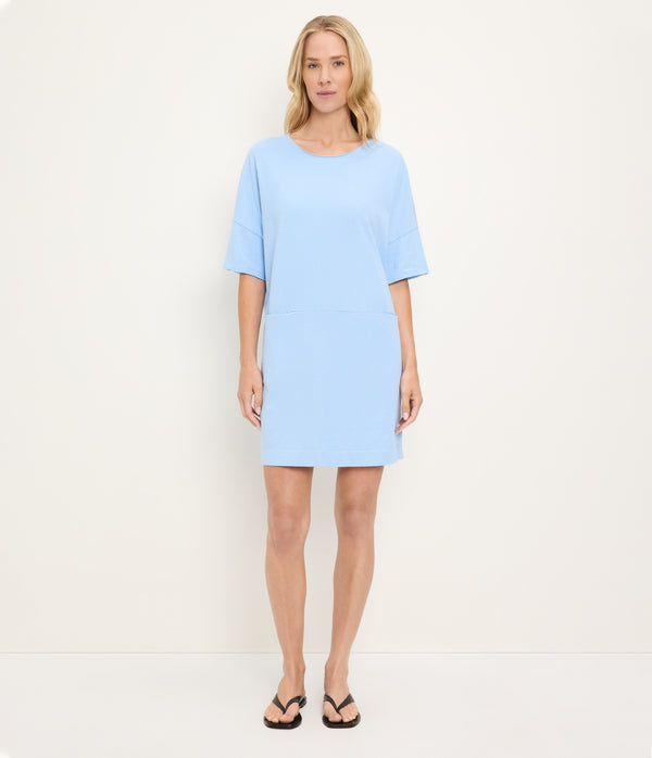 Tamsin Oversized Tee Dress in SKY Blue Full Body View #SKY