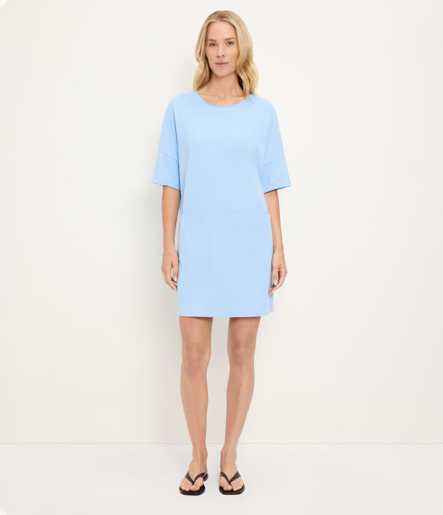 Tamsin Oversized Tee Dress in SKY Blue Full Body View #SKY