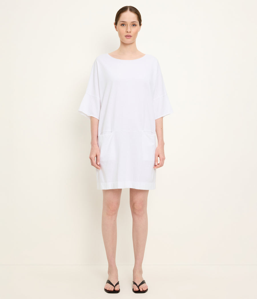 Tamsin Oversized Tee Dress in White Full Body View #WHITE