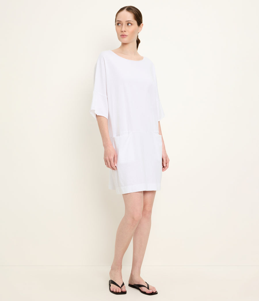 Tamsin Oversized Tee Dress in White Side View #WHITE